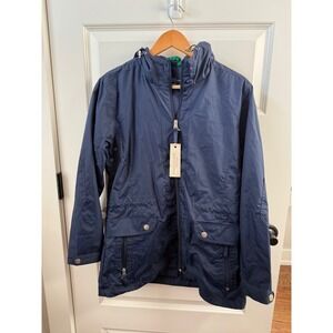 New Natural Reflections‎ Rain Jacket Hooded Full Lightweight Navy Blue  Medium